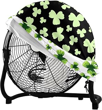 Industrial Fan Cover Fan Dust Cover Fan Cover for 24 Inch High Velocity Drum Fan Protective Outdoor Floor Fan Cover St. Patricks Green Leaves