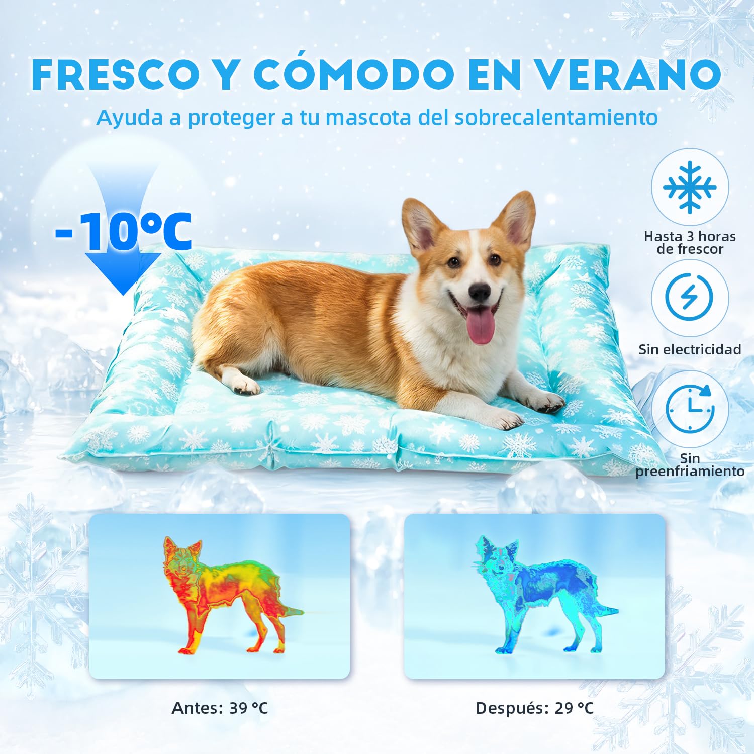 Pawtasy Alfombrilla Refrescante para Perros y Gatos Manta refrescante Perro Cama refrigerante Alfombra colchoneta Fria de Verano Fresca para Mascotas pequeños S 56 x 66 cm