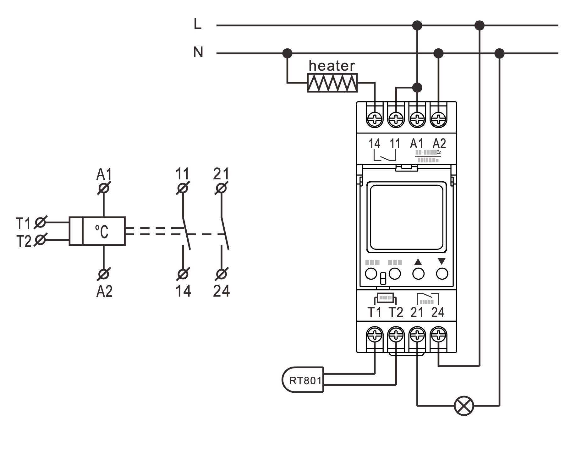 Plikc TRM - Termoregolatore digitale modulare completo di sonda range da -20 a +130°C - Alimentazione 24 - 240Vac/dc