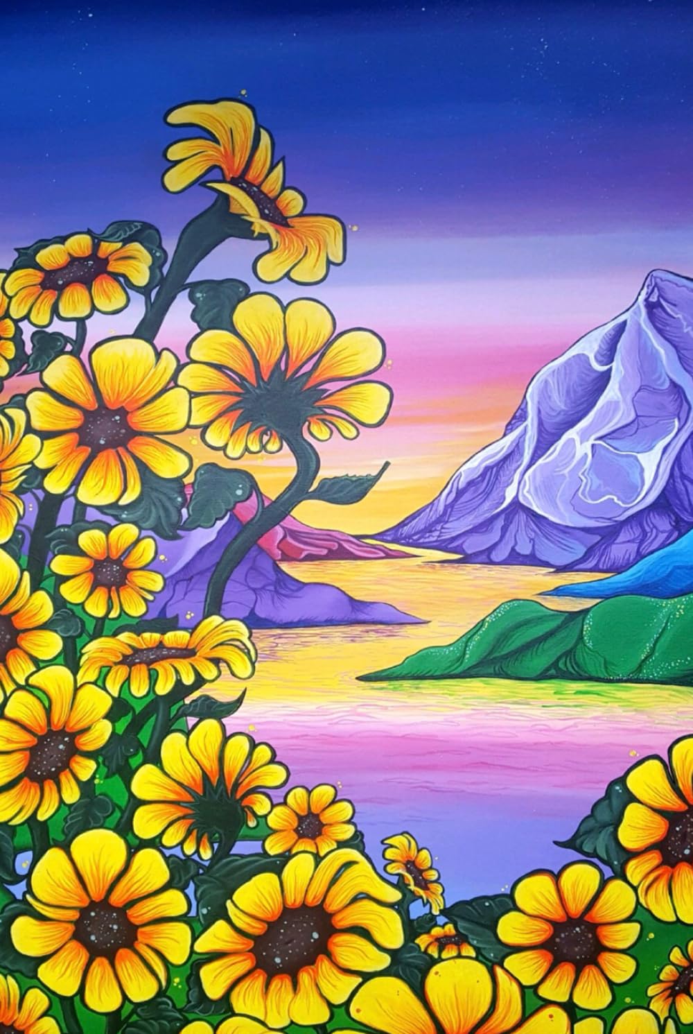 Carnet acrylique original Sunflowers pour récits de voyage et aventuriers