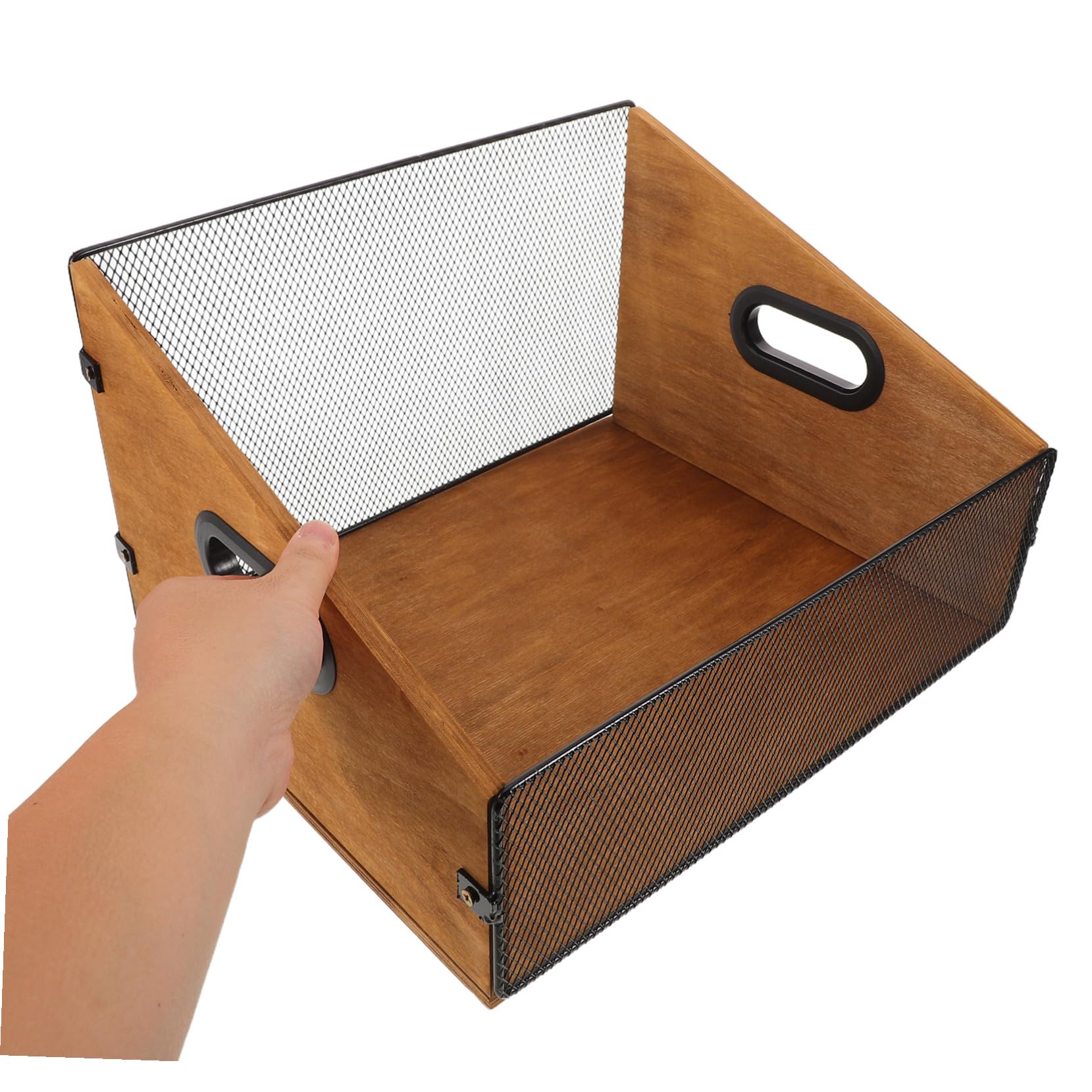 Scatola Porta Vinili in Legno con Maniglie Ergonomiche Organizer Album e File Finitura Liscia Protettiva per Dischi e Libri Cassa Portatile per Media