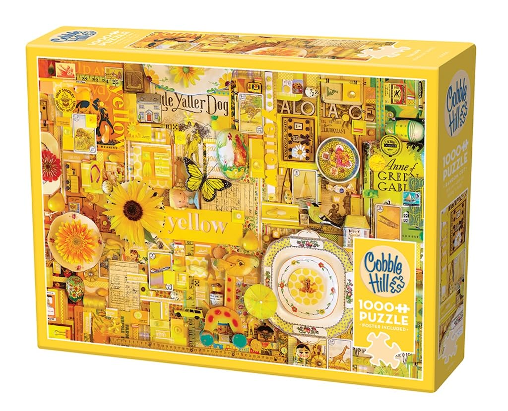 Cobble Hill 1000 Piece Puzzle - Rainbow Collection: Yellow - Sample Poster Included
