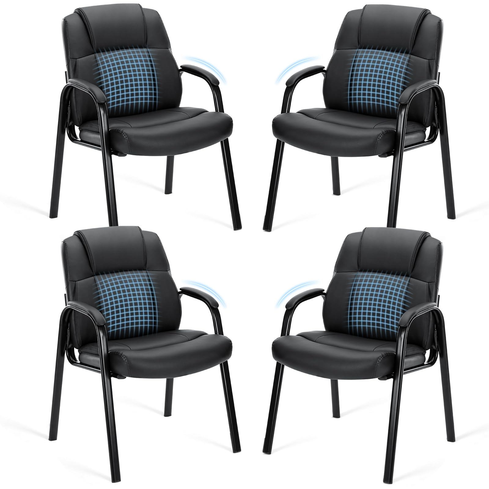 OLIXIS Office Waiting Room Chairs Set of 4, Stationary Side Guest Chair