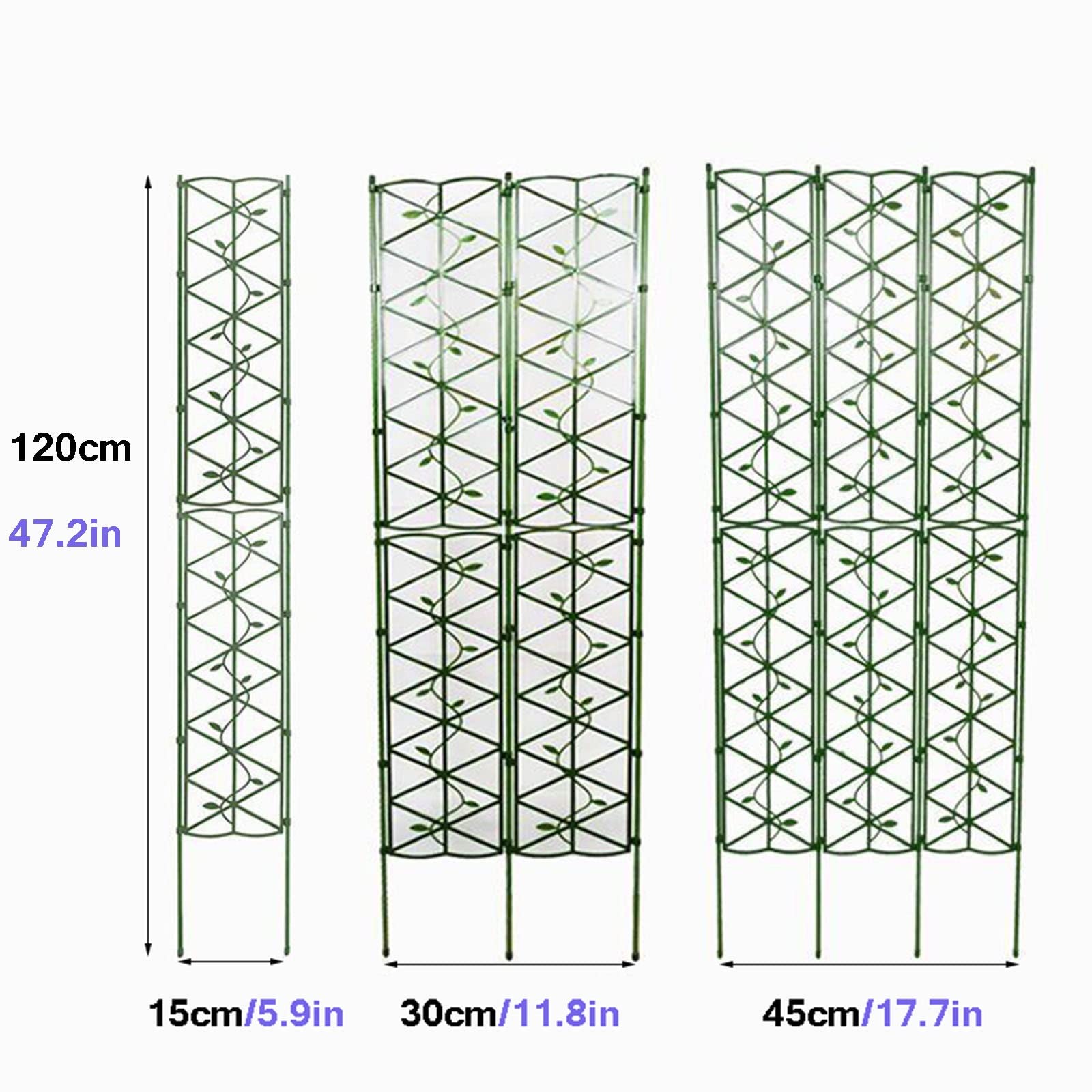 Treillis De Jardin pour Plantes Grimpantes, Cadre d'escalade De Clôture Extérieure 90cm 120cm 150cm avec Grille PE, pour Vignes De Lierre Rose Fleur Végétale, Vert (Size : 120x45cm(47.2x17.7in))