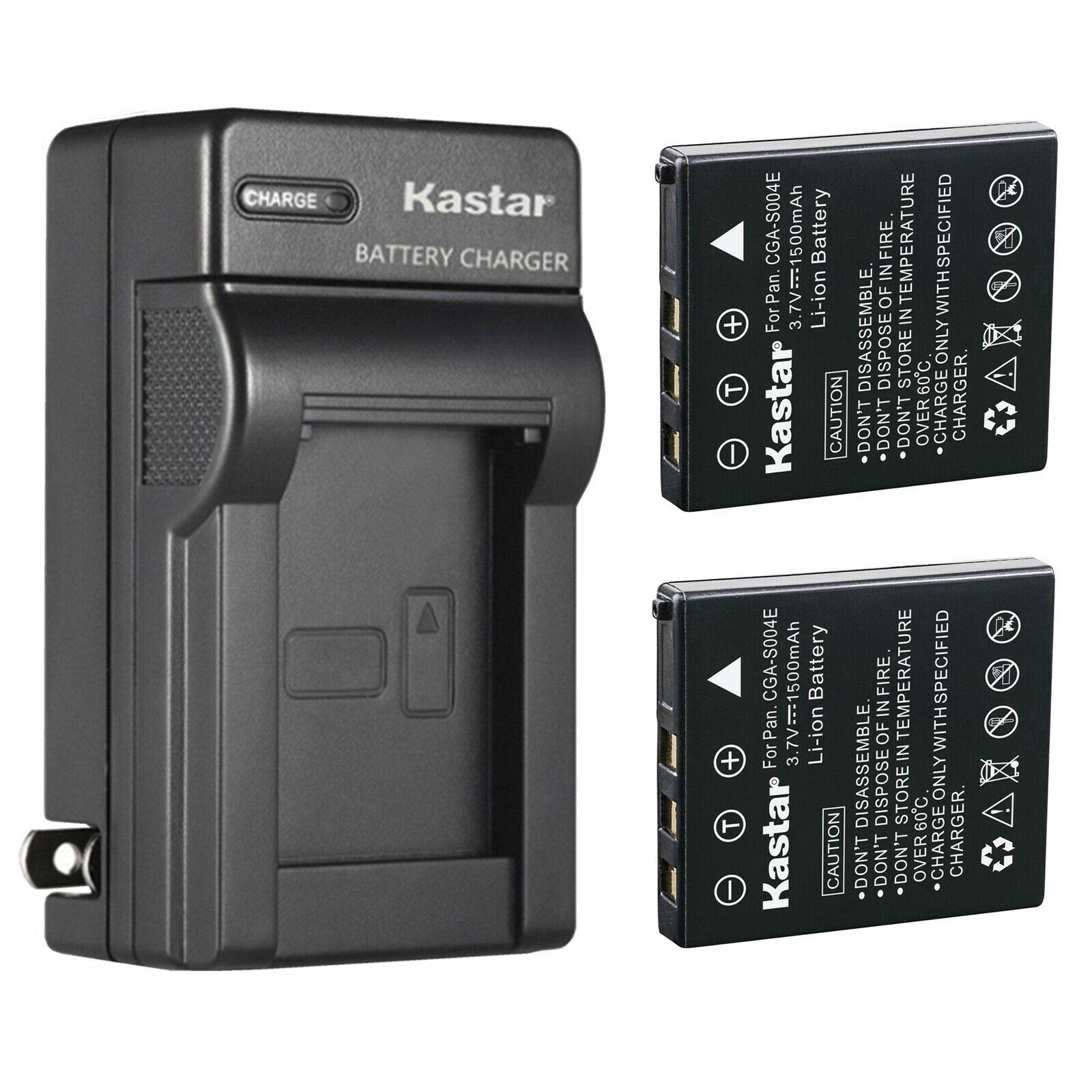 Kastar 2-Pack Battery and AC Wall Charger Replacement for Panasonic CGA-S004, CGA-S004A, CGA-S004A/1B, S004E/1B, DMW-BCB7 Battery, DE-992, 992a