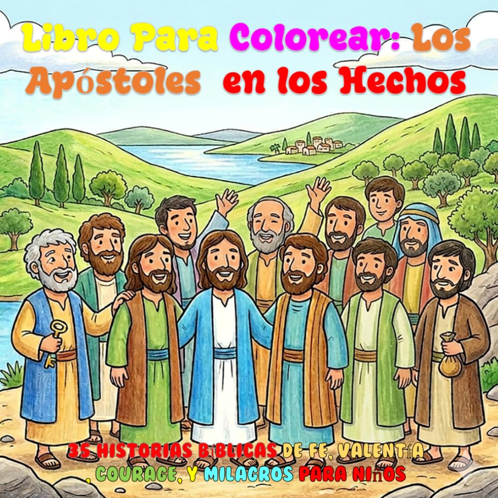 Libro Para Colorear: Los Apóstoles en los Hechos: 35 Historias Bíblicas de Fe, Valentía , Courage, y Milagros para Niños