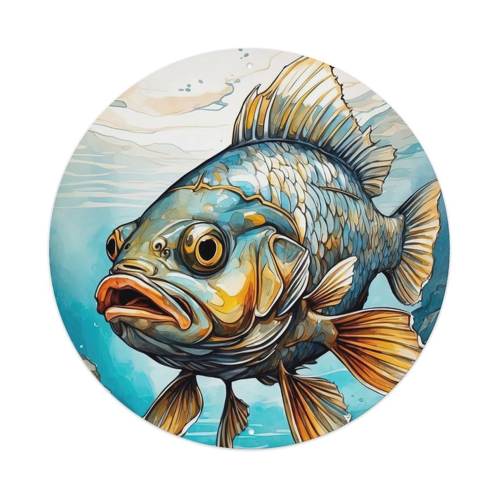 Animal Undersea Orange Fish Swim Metal Tin Sign
