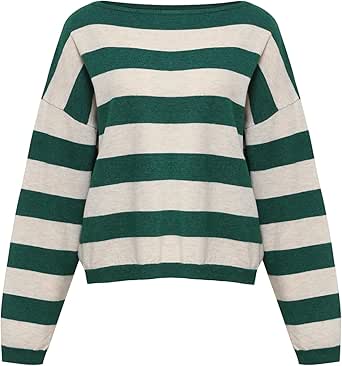Maglione Donna Lucky Brand A Righe - Girocollo Morbido 100% Cotone - Pullover Maniche Lunghe