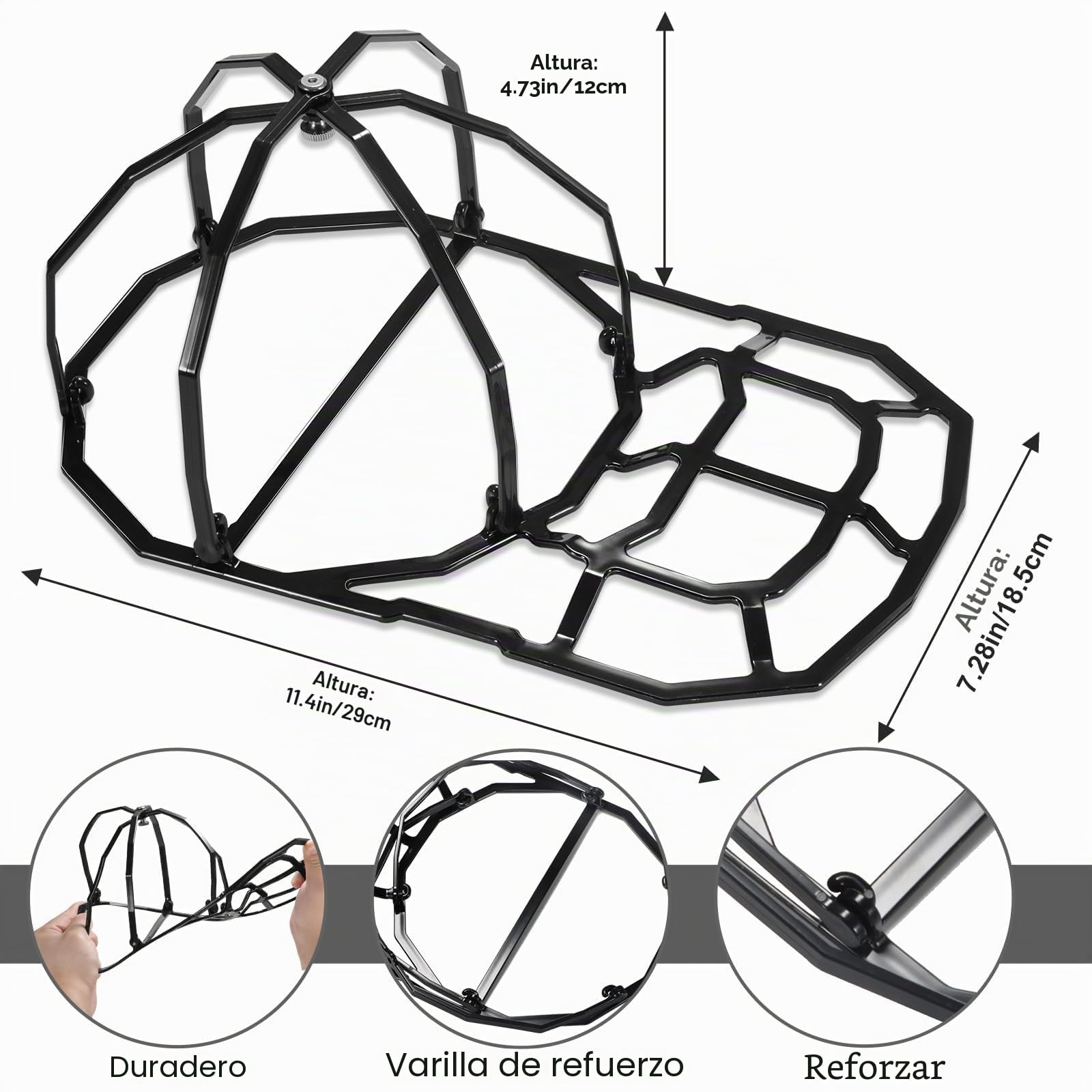 Protector de Gorras Jaula Curvada para Lavadora o Lavavajillas, Arandela de Tapa para Sombreros de Béisbol, para Niños y Adultos, Negro