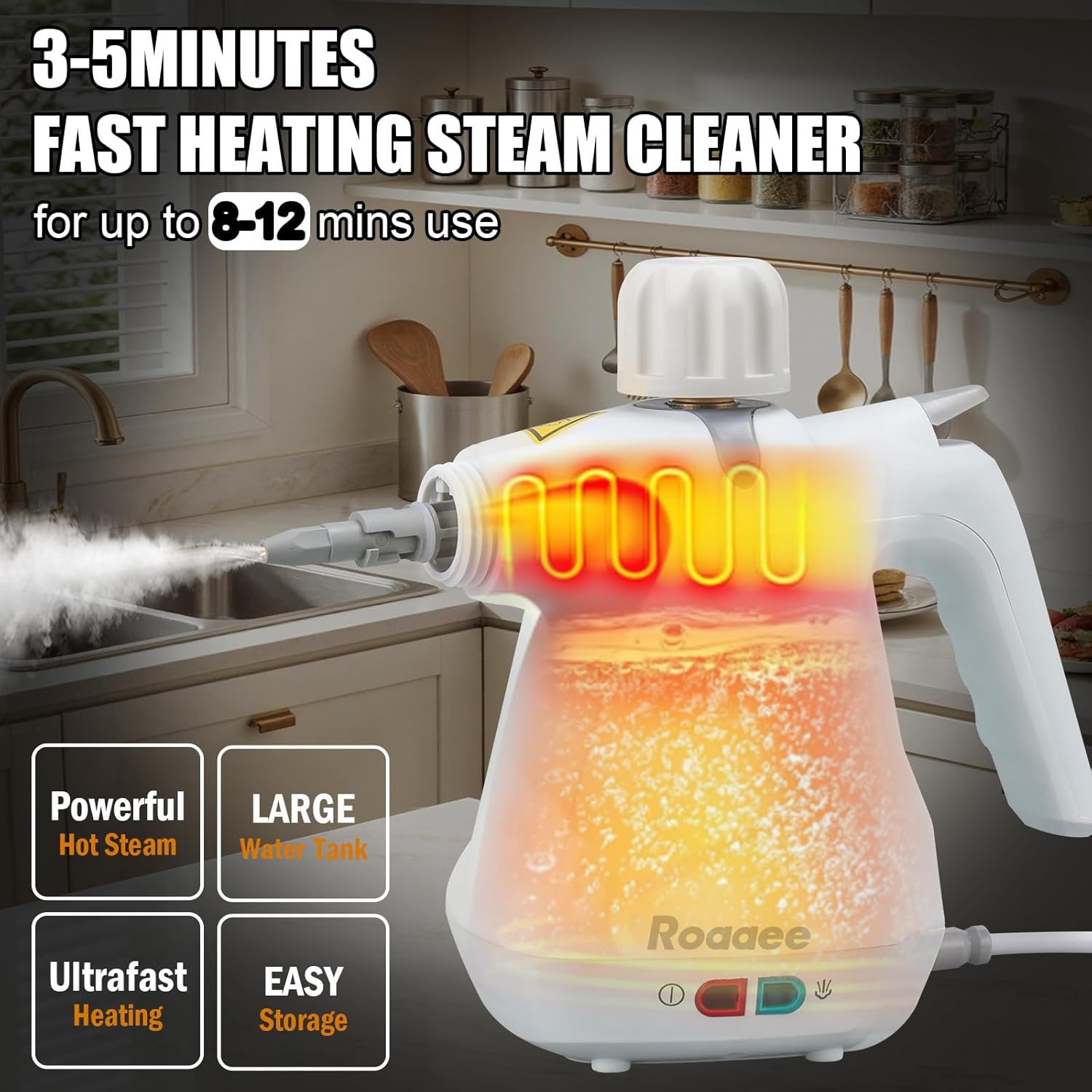 Handheld Steam Cleaner, Multi-Purpose Portable Steamer for Home, Complete Kit of Accessories for Cleaning Floor, Upholstery, Grout and Car - Image 2