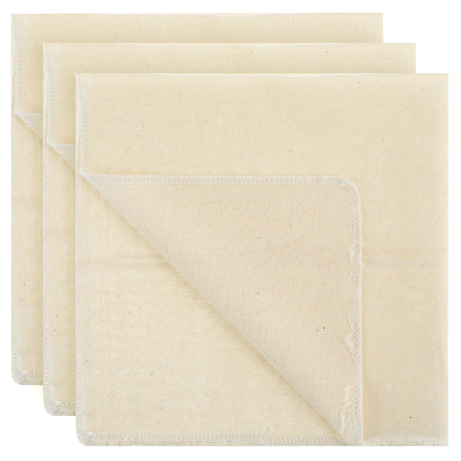 ZISHAN 3 Pcs Muslin Cloths for Cooking, Reusable and Washable Cheese Cloths for Baking, Cheesecloth with Hemmed Edges, Clothes Weave Fabric Filter for Straining, Cooking, Baking