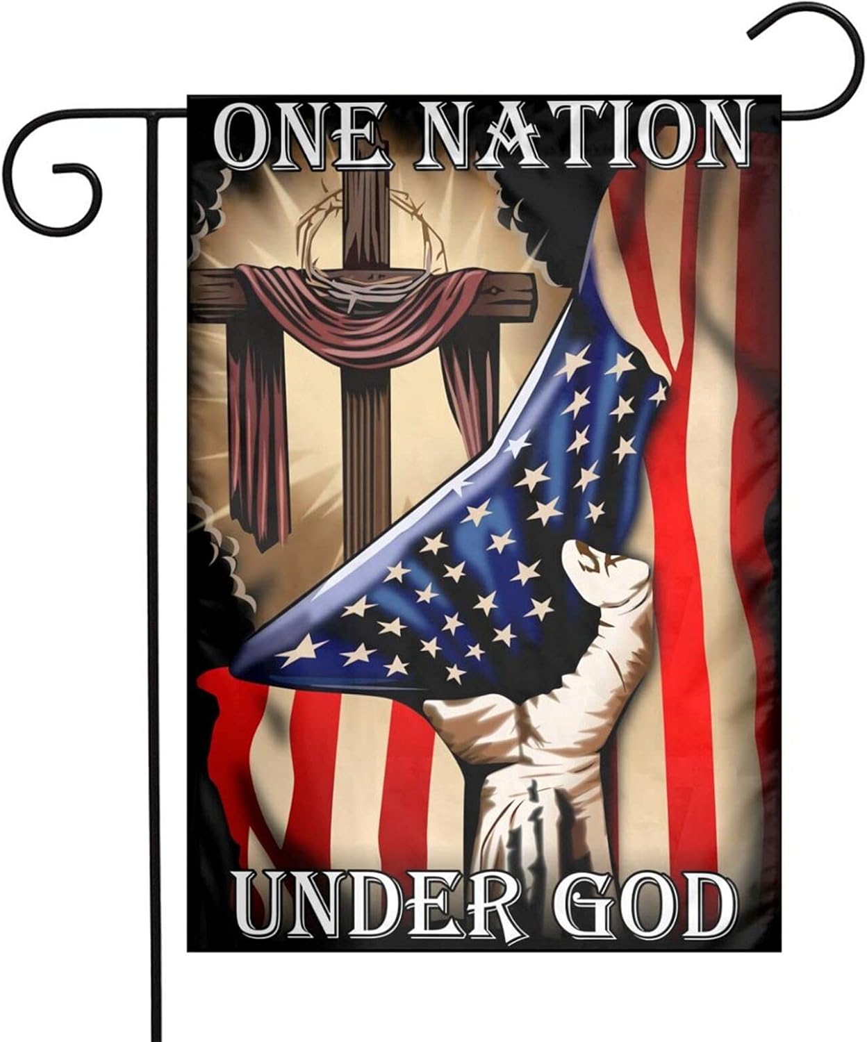 TFDXIH One Nation Under God Jesus Christian Cross Flag 12 x18 Inch Christian Cross Jesus Flag Christian Flag Yard Flags for Home House Decorative Yard Deluxe Indoor Outdoor Banner