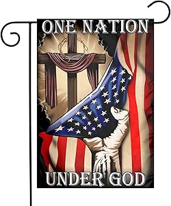 TFDXIH One Nation Under God Jesus Christian Cross Flag 12 x18 Inch Christian Cross Jesus Flag Christian Flag Yard Flags for Home House Decorative Yard Deluxe Indoor Outdoor Banner