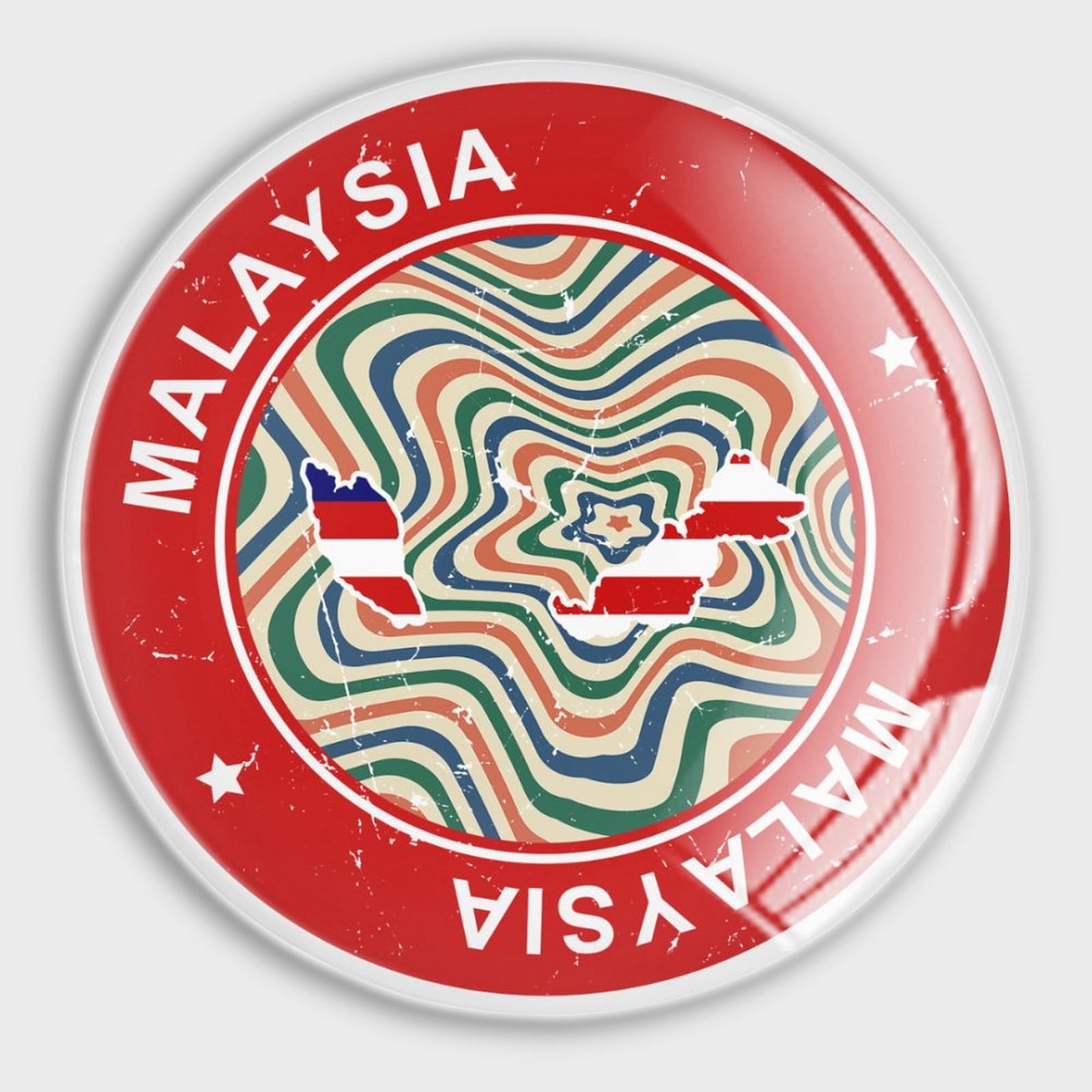 Aimants malaisie frigo lot de 4 magnets verre drapeau décoration magnétique