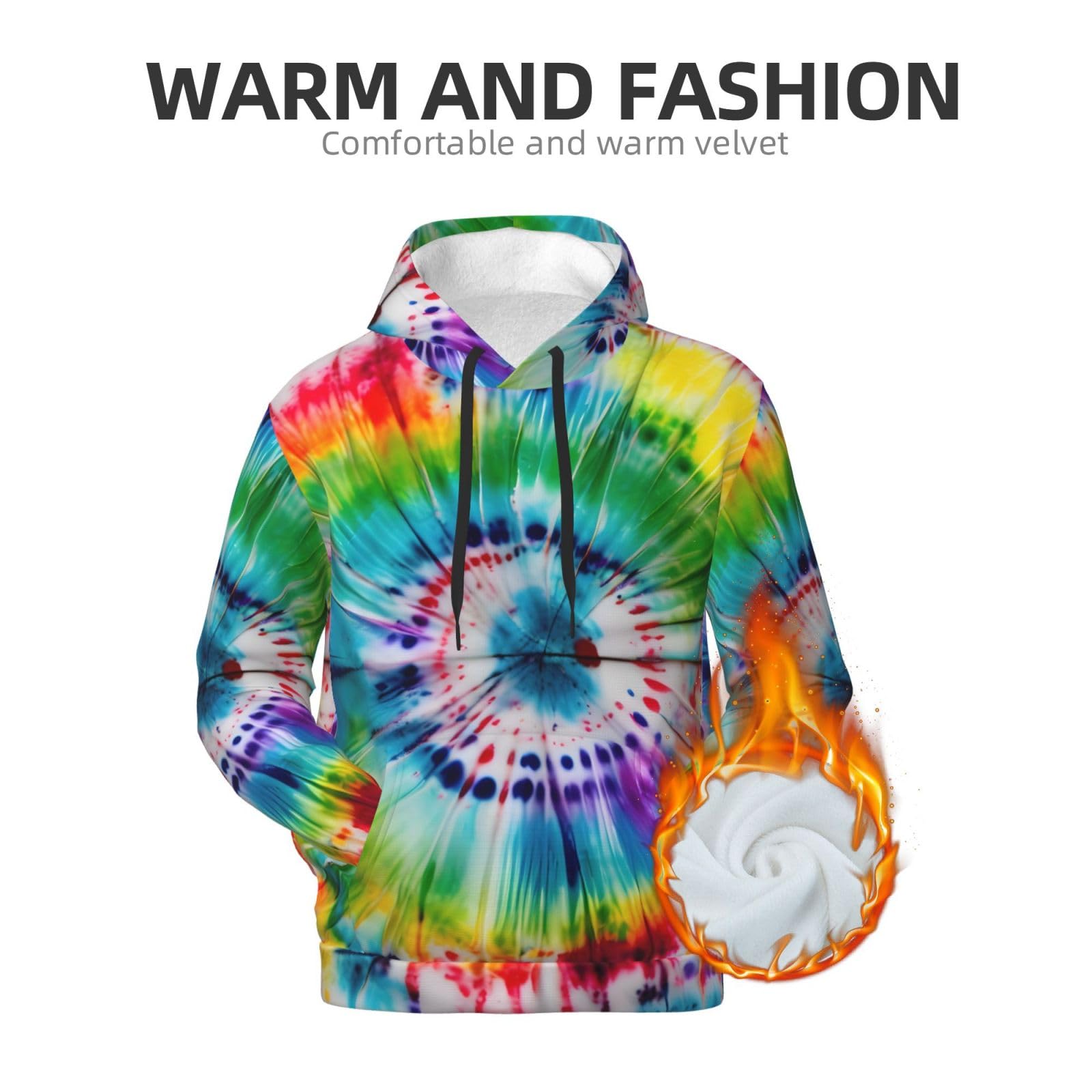 Męska bluza z kapturem z nadrukiem hipisów, casualowa grafika z nadrukiem bluzy z kapturem z kieszenią