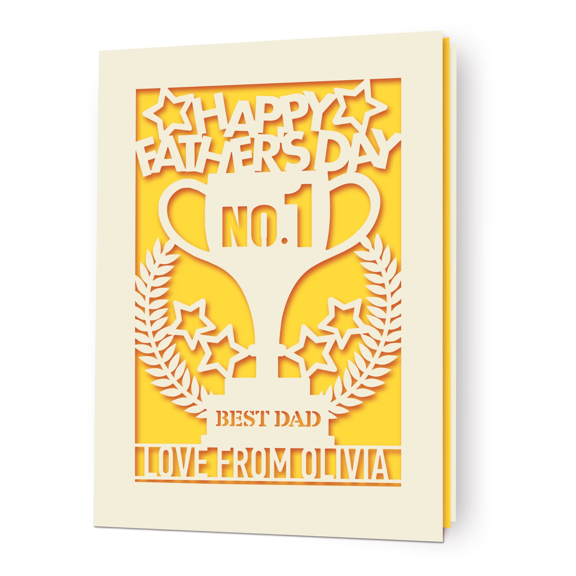 Personalised Father's Day Card for Dad Fathers Day Custom Gift for Daddy Father Papa Poppa Man Men Grandpa Grandfather Greeting Card for Him with Envelope and Any Text(Gold)