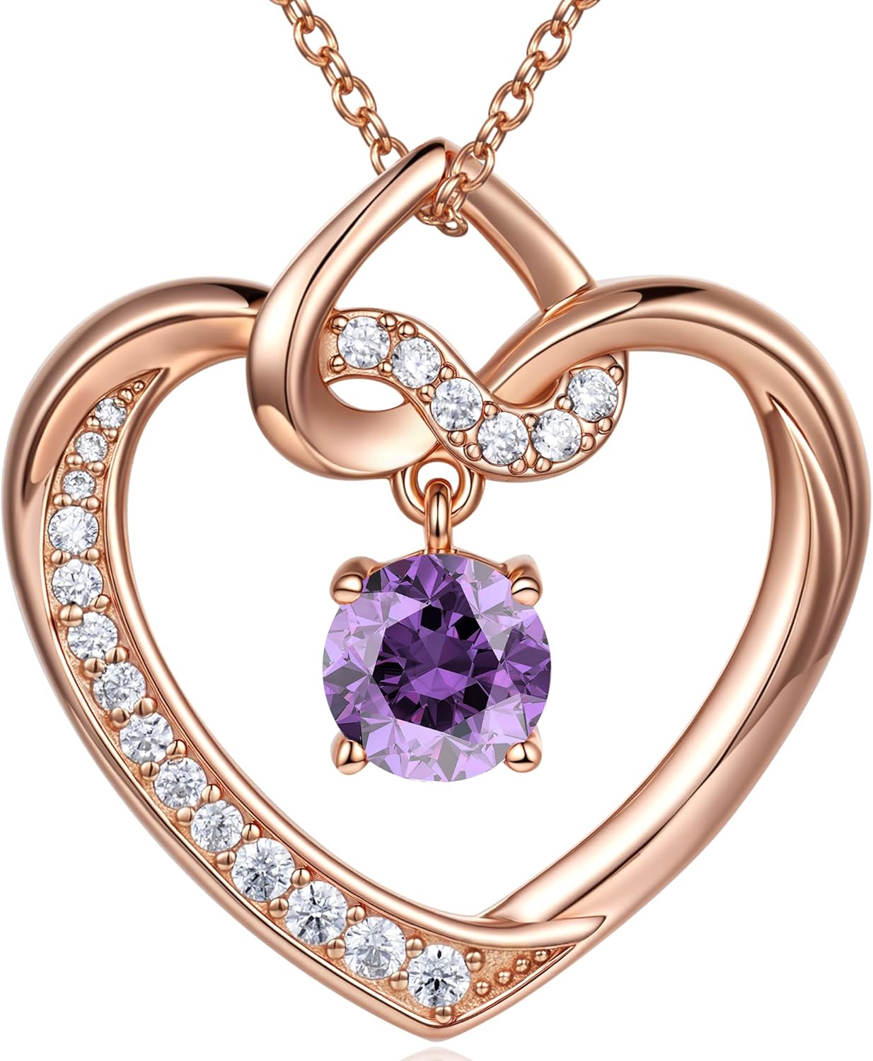 G&GEMSJEW Heart Birthstone Necklaces Gifts for Women Wife, Jewelry for Women Wedding Anniversary Birthday Gifts for Wife Girlfriend Mom Christmas Valentines Gifts S925 Sterling Silver