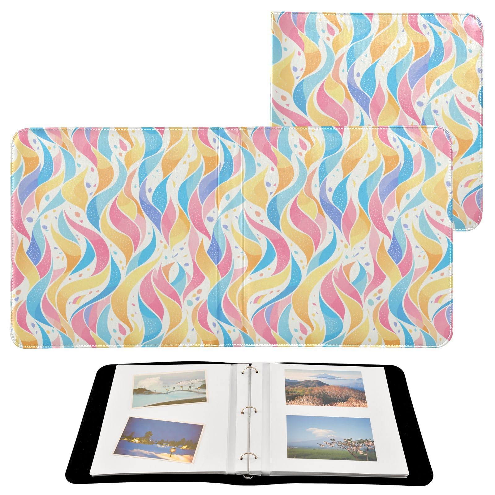 Scrapbook-Fotoalben, Fotobücher für alle Größen, bunte Streifen, selbstklebende Seiten, 10 x 15 cm, 12 x 17 cm, 15 x 20 cm