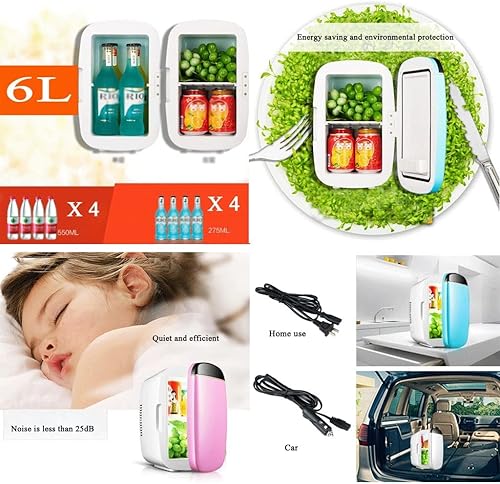 Miniatura 2 de Mini refrigerador y calentador de 6 litros de capacidad, compacto, portátil y silencioso para automóvil, hogar, oficina, dormitorio, cosméticos para