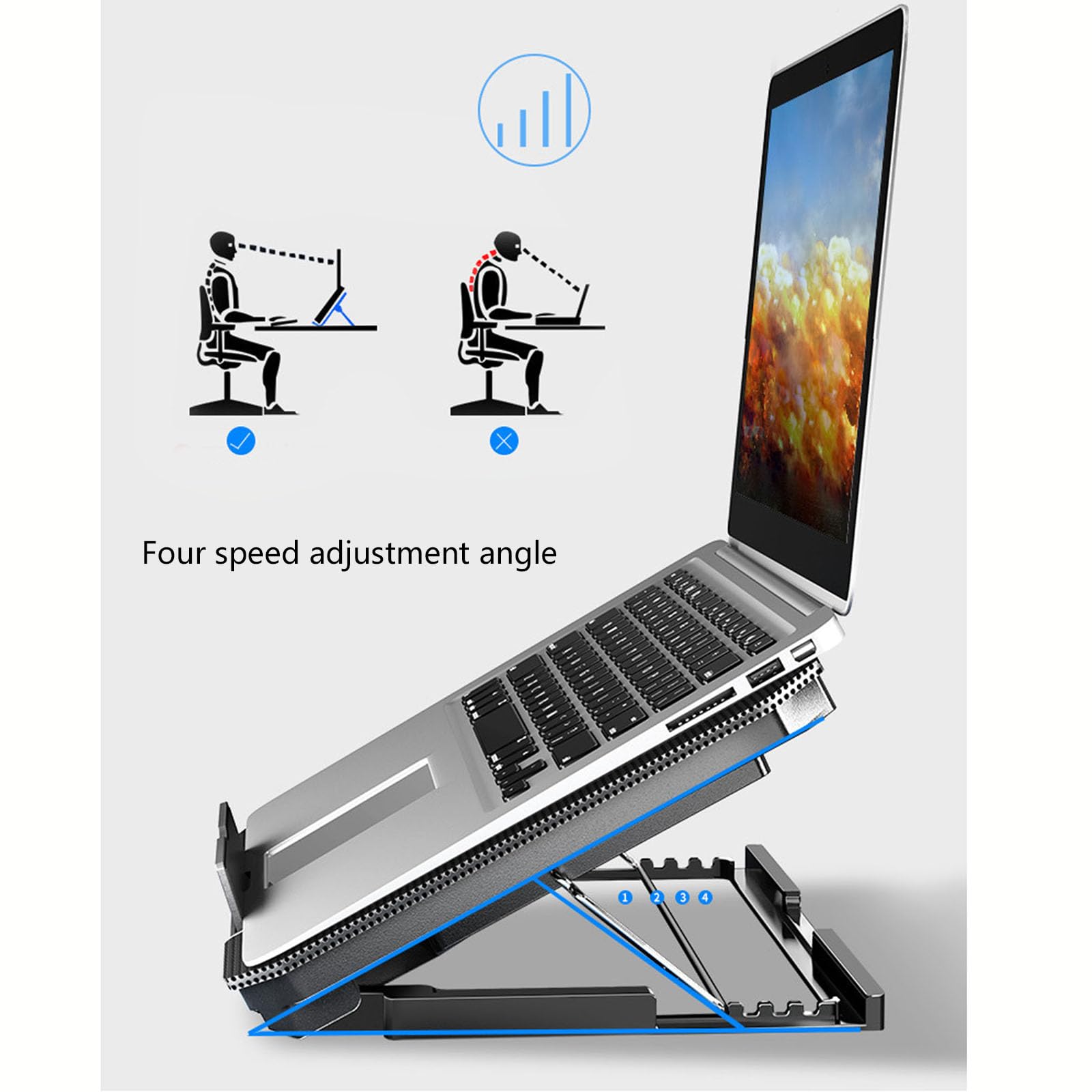 Stojak chłodzący laptopa do gier z 2 wentylatorami i 2 portami USB, regulowany uchwyt na tablety