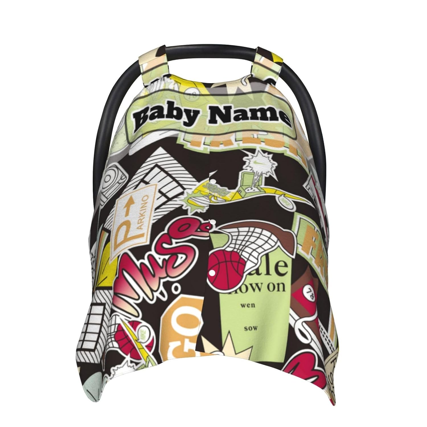 Personalized Baby Car Seat Canopy for Babies with Name, Custom Basketball Stroller Car Seat Covers for Boys, Minky Nursing Carseat Cover for Breastfeeding, Car Seat Canopies for Newborn