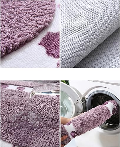 Miniatura 4 de Bonito tapete de baño con patrón de concha, suave, antideslizante, bordado, ovalado, con respaldo de goma, lavable a máquina, alfombra de ducha