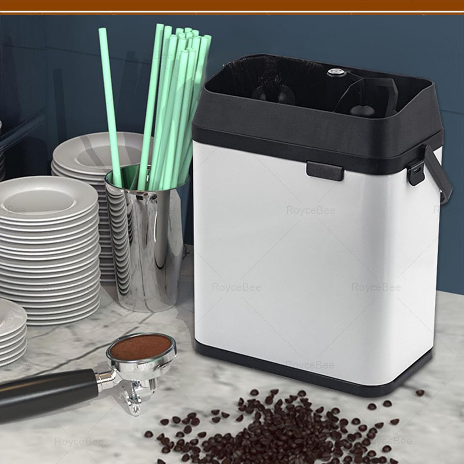 Limpiador de Portafiltros EléCtrico para Café, MáQuina De Limpieza AutomáTica de Mango de 58 Mm, Incluye 2 Raspadores y 1 Cabezal de Cepillo para El Hogar, CafeteríA, Restaurante Silver