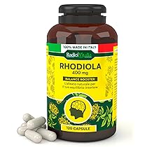 Rhodiola Rosea Integratore Buon Umore Forte Azione Tonico Adattogena 400mg per Stress Quotidiano Benessere Emotivo e Concentrazione RadiciVitalia Made in Italy – Barattolo da 120 Capsule