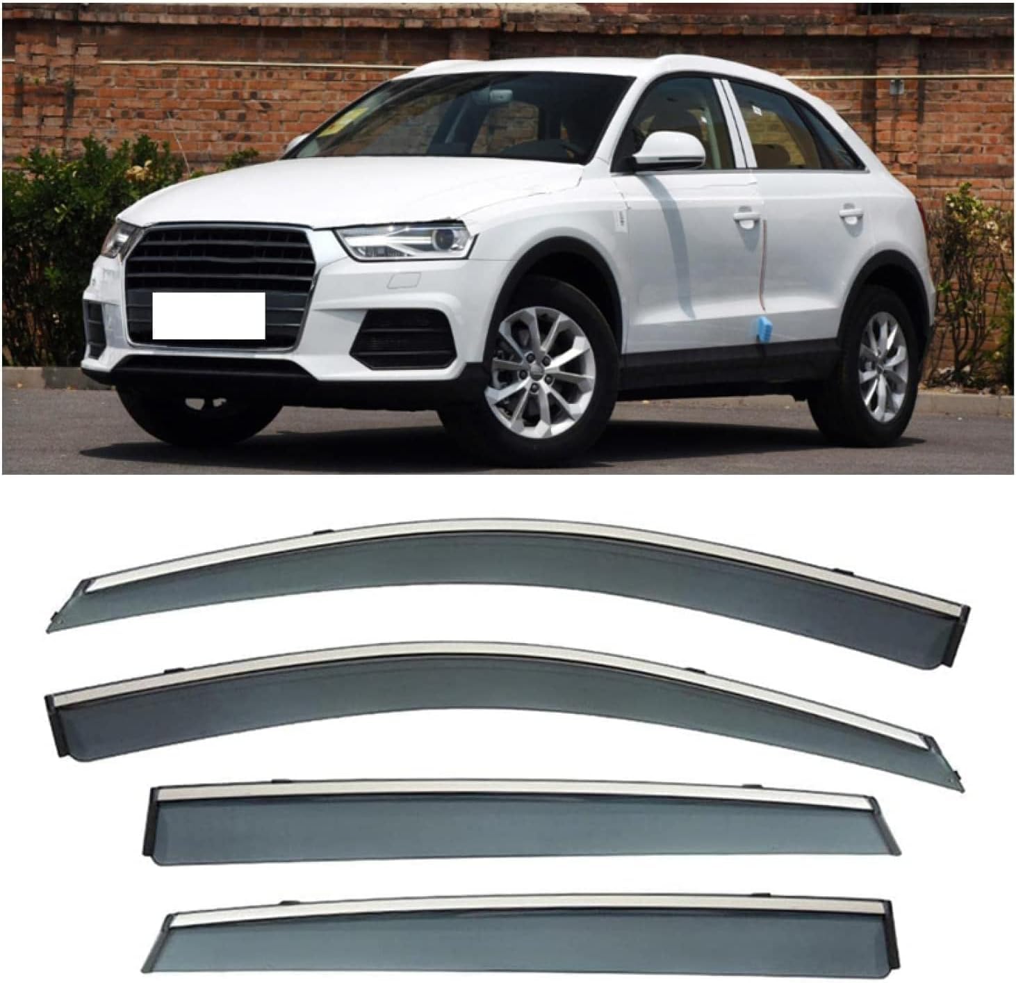 PANXUC Car Wind Deflectors for Audi Q3 2013-2018, Side Window Wind Rain Deflector Window Visor Sun Rain Guard Smoke Guards