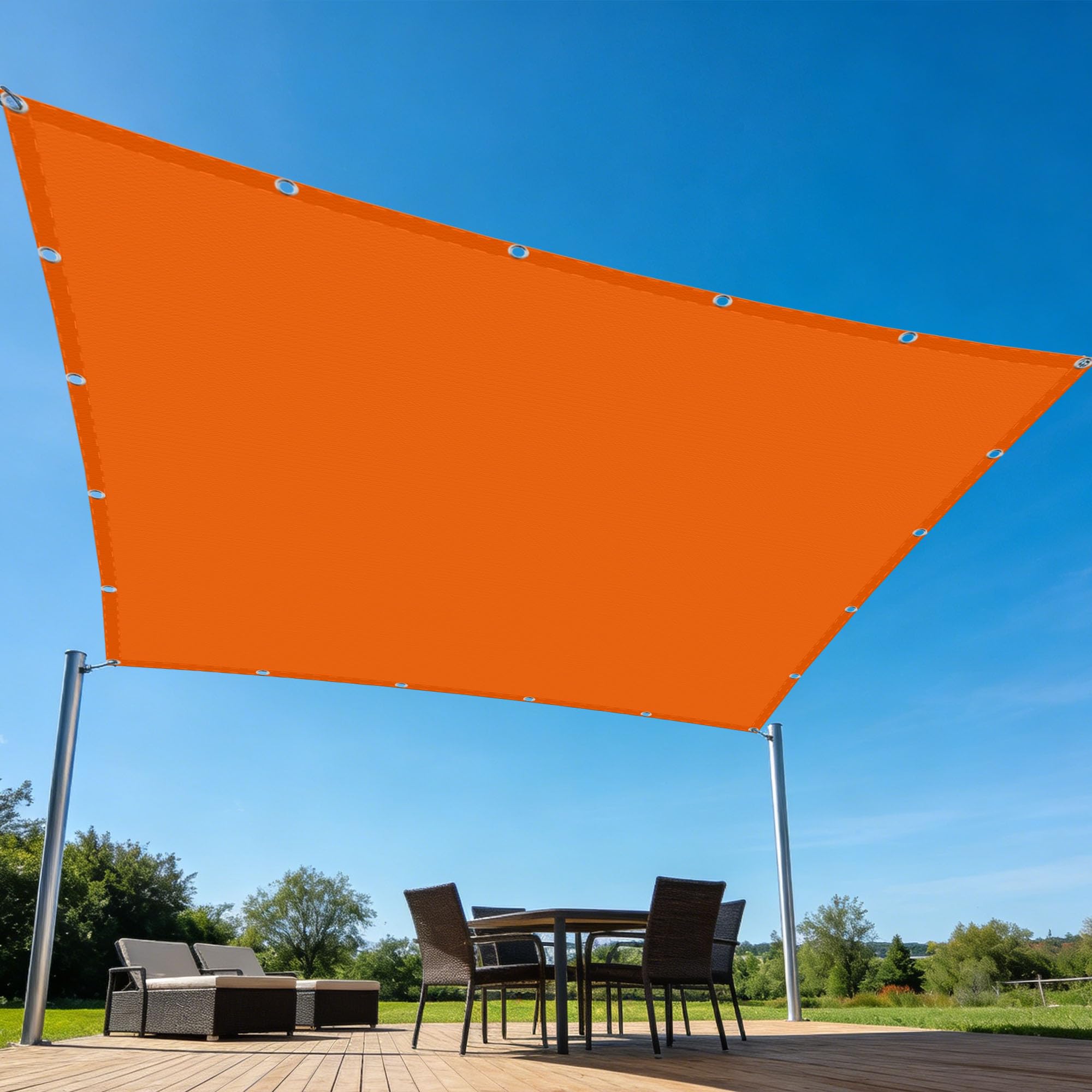 Voile d'ombrage carré 130x500 cm orange en toile imperméable pour extérieur