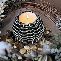 Vista 3 de Decoración de mesa auxiliar, 3 portavelas con bandeja y rocas, decoración de mesa de centro de mesa para sala de estar, comedor, dormitorio