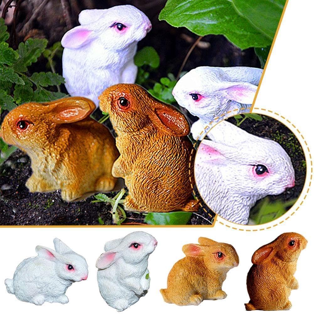 Lapins Blancs Artificiels pour Décoration de Pâques, Petites Figurines de Lapin de Simulation pour Jardin Féerique, Jouets et Accessoires DIY pour Maison de Poupées  15