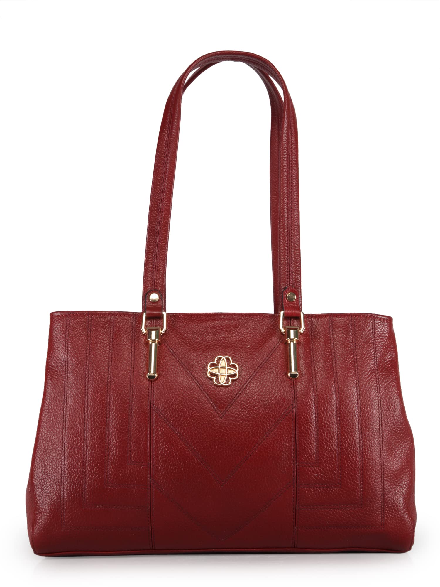 genwayne Women's Leather Handbag | Stylish Cherry Brown Shoulder Bag | Spacious & Lightweight Tote with Multiple Compartments | Elegant Daily Office & Casual Use Purse-picture-42