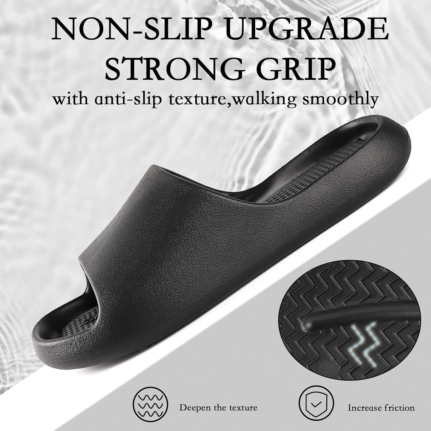 GETOEU Shower Shoes for Women and Men Massage Slide Sandals Soft Cushioned Anti-Slip Pool Slides Comfort Arch Support Quick Drying Shower Shoes with Drain Holes Bathroom Slides Slippers - Image 3