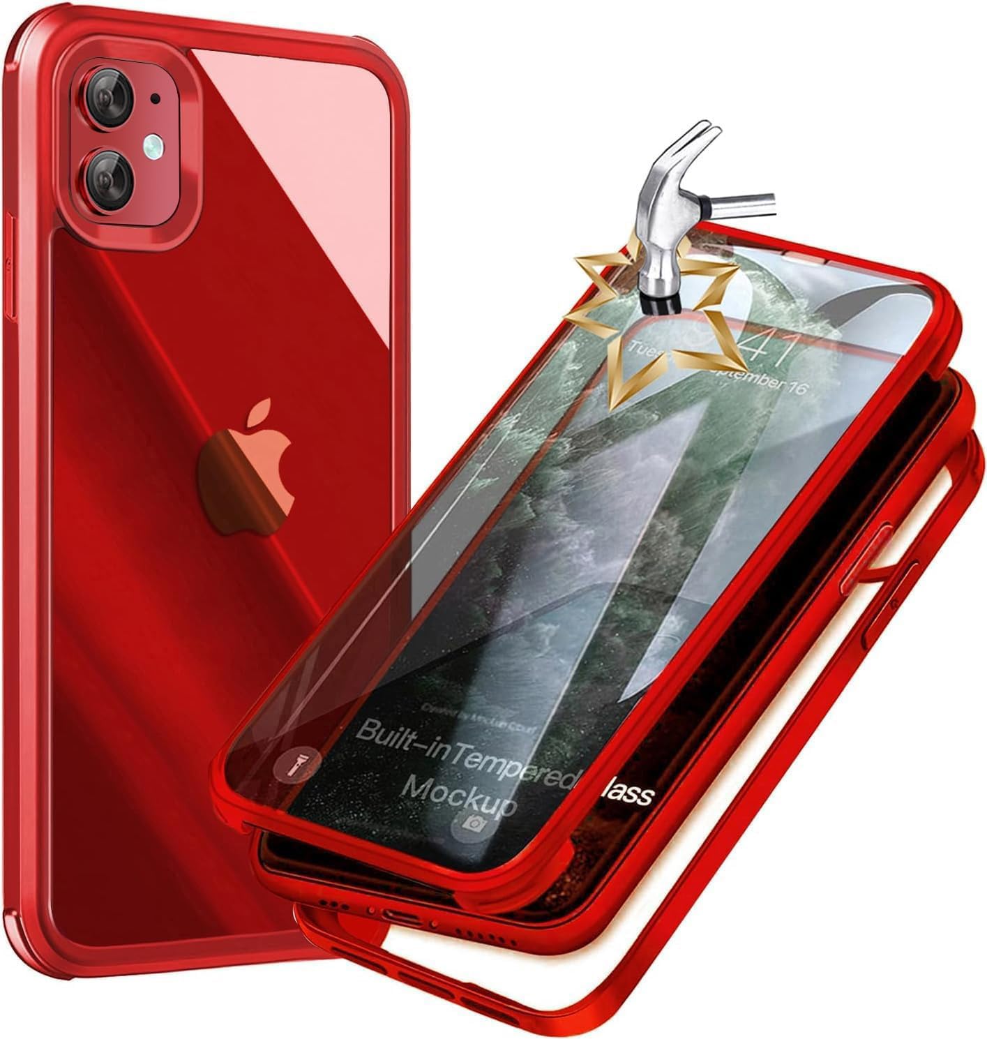 UBUNU for iPhone 12 Mini Case with Built in Tempered Glass Screen Protector, Dual Layer Rugged 360 Full Body Protection Shockproof Protective Clear