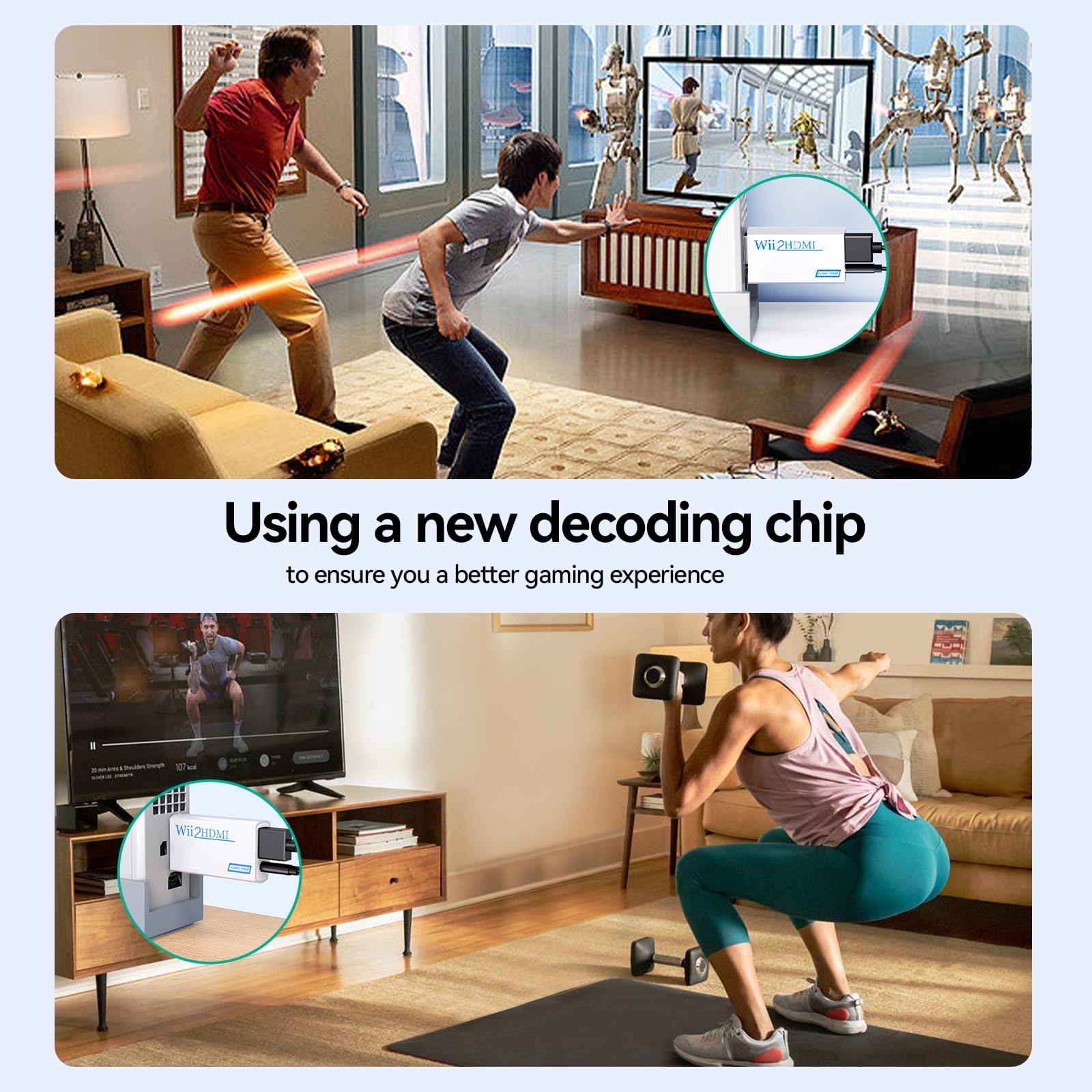 Convertitore da Wii a HDMI 1080p 720p, Adattatore Wii HDMI con Uscita Audio 3,5mm, Supporta Tutte le Modalità di Visualizzazione Wii, Bianco