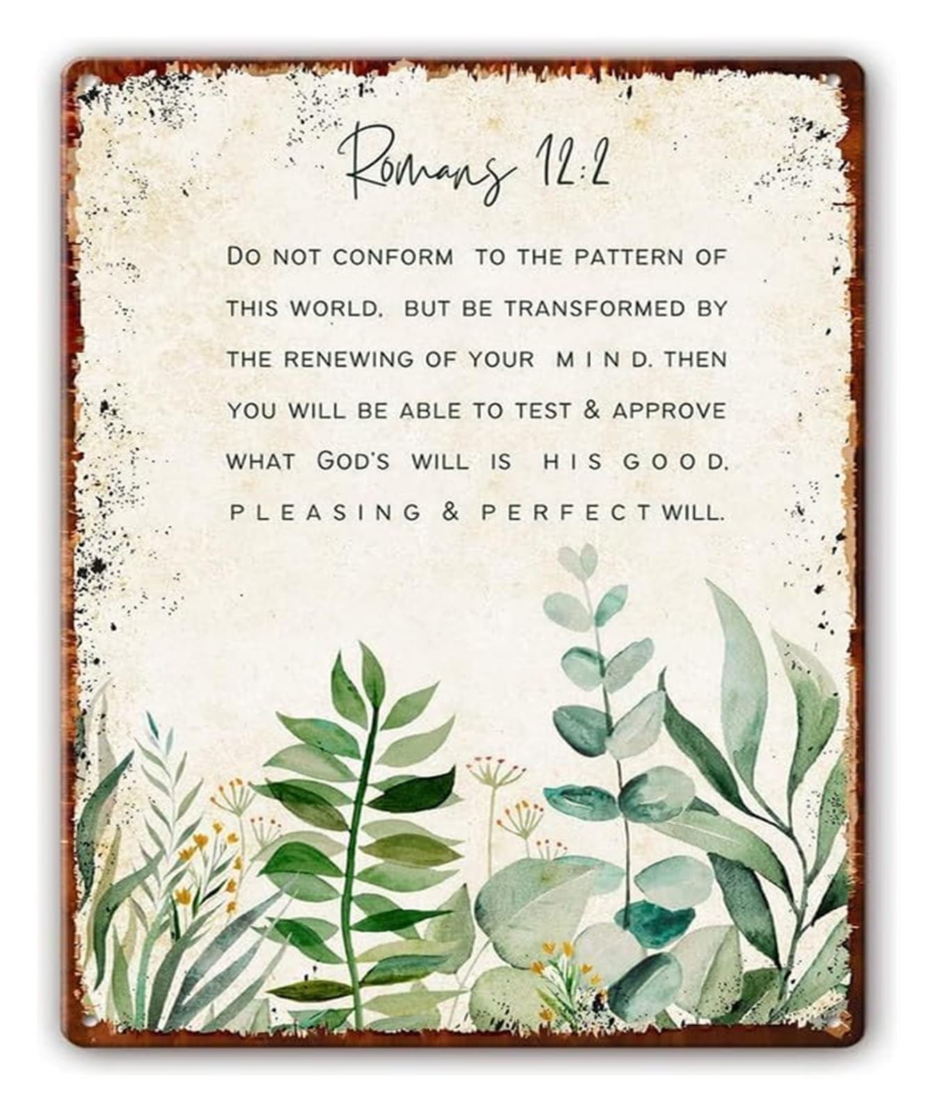 NWPNLXEA Inspirational Scripture Sign Do Not Conform Romans 12:2 Metal Wall-Art Christian Quote for Wall Decor (8 X 12 in)