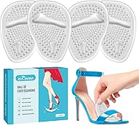 ZUCNANA Ball of Foot Cushions: 2 Pairs Gel Metatarsal Pads, Non-Slip Heel Inserts for Women, Foot Pain Relief & All-Day Comfort (Clear, One Size)