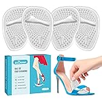 ZUCNANA Ball of Foot Cushions (2 Pairs Gel Shoe Inserts), Heel Inserts for Women, Non Slip Heel Pads, Heel Cushions for Women Foot Pain Relief and Comfort, One Size Fits Any (Clear)
