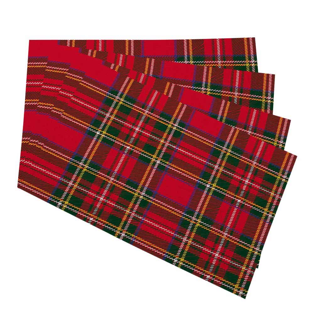 Ofloral Multi-15 Tartan, Plaid Placemats For Kitchen Dining Table Set Of 4 Traditional Red,Black,Green Scottish Christmas,New Year Decor Linen Washable Heat Resistant Place Mats