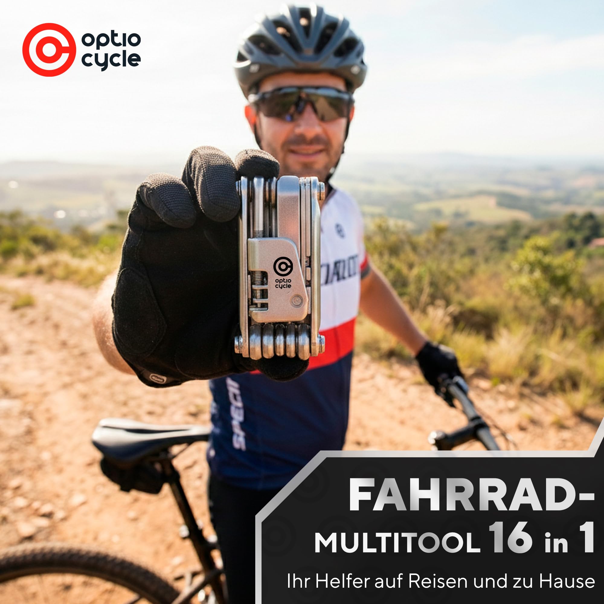 Fahrrad Multitool Klein 16-in-1 mit Kettennieter & Reifenheber – Mini Multitool Fahrrad Werkzeugset Unterwegs | Multifunktionswerkzeug für MTB, Rennrad, E-Bike, Grave