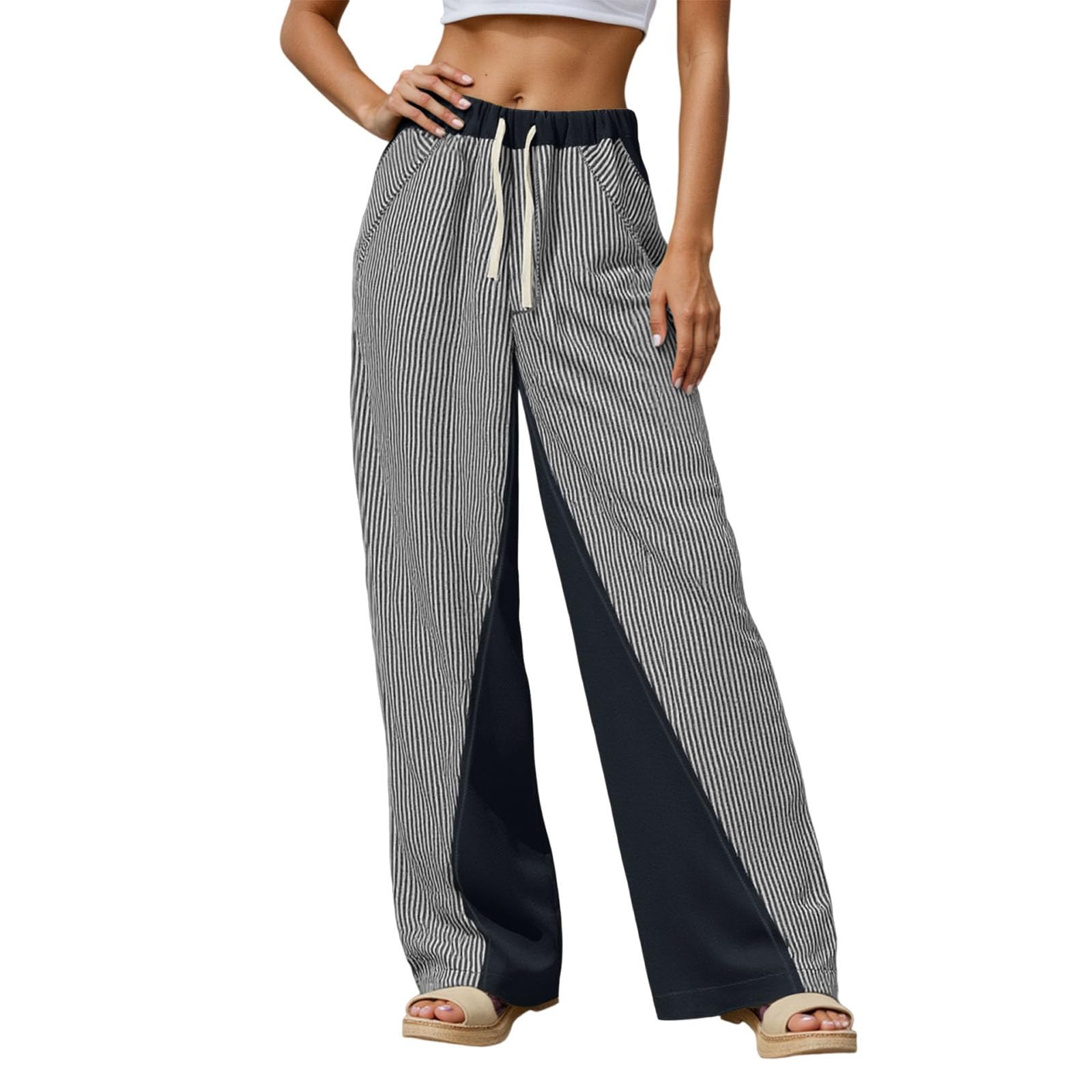 Pantalon large paillettes taille haute chic pour femme - 6