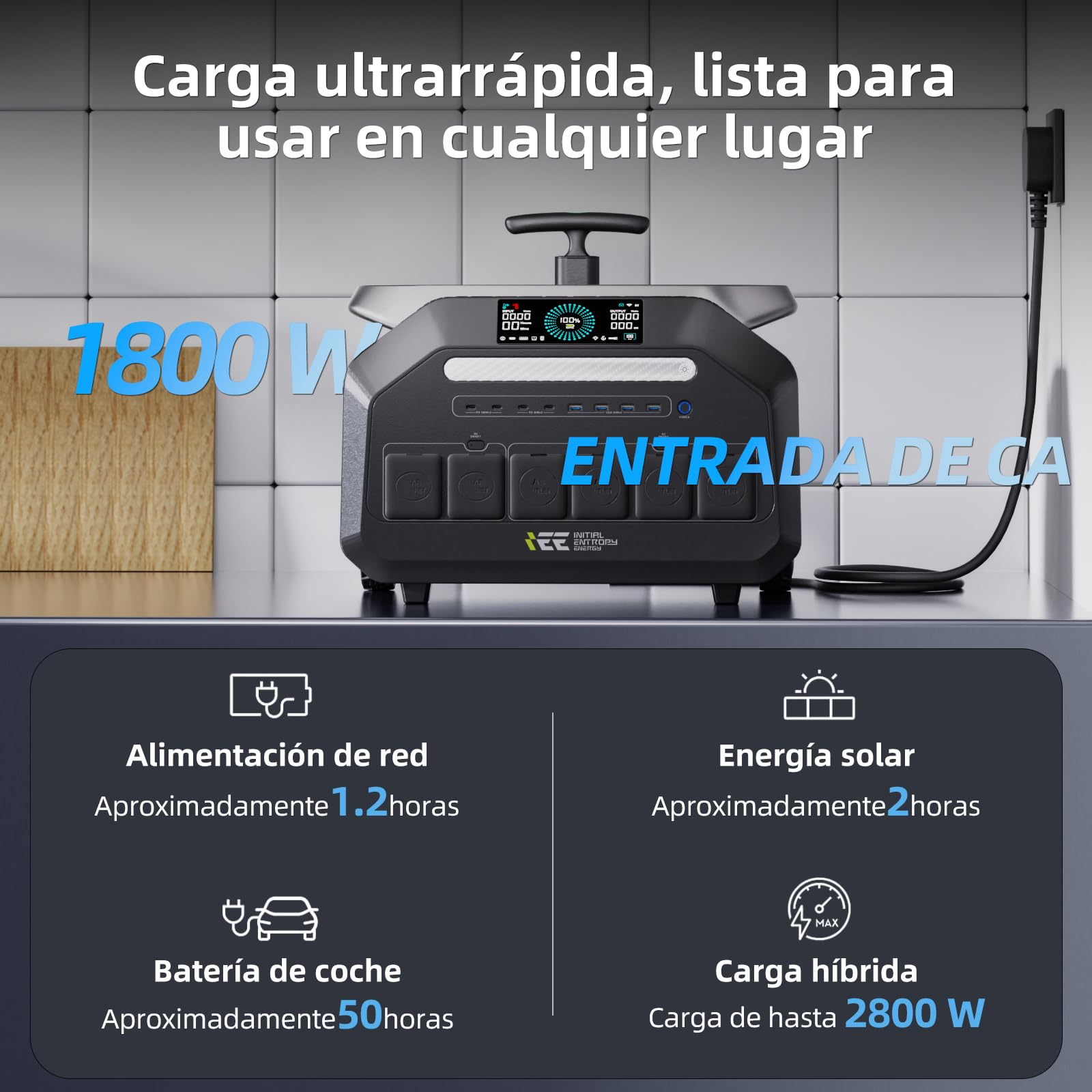 IEE 3200W Estacion de Energia Portatil P3200, 2048Wh Generador Electrico Solar Batería LiFePO4, Aplicación, 16 Puertos, Portable Power Station para Camping, Viajes, Emergencia