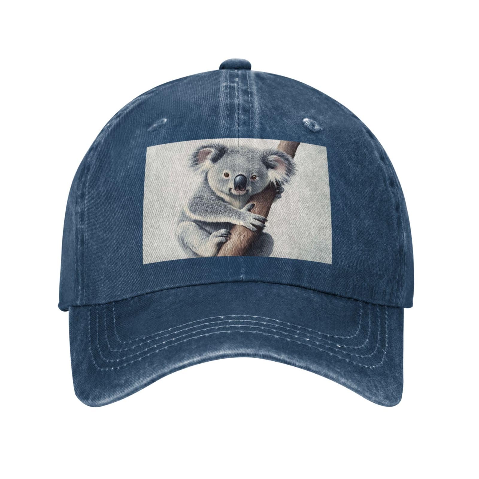 Cowmghldfl Unisex Navy Blue Baseball Cap For Women Men Cowboy Dad Hat Koala And Butterfly Baseball Hat Adjustable Trucker Hat