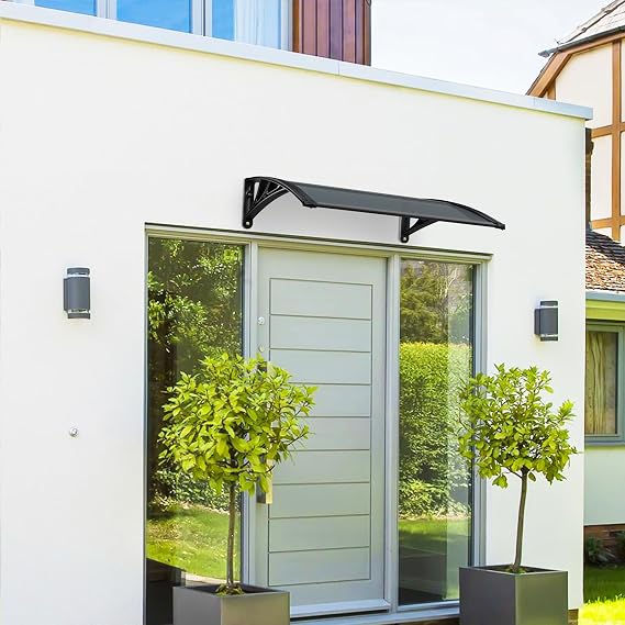 VOUNOT Front Door Canopy Outdoor Awning, Rain Shelter for Back Door, Porch, Patio, Window, 100 x 80 cm, Anthracite