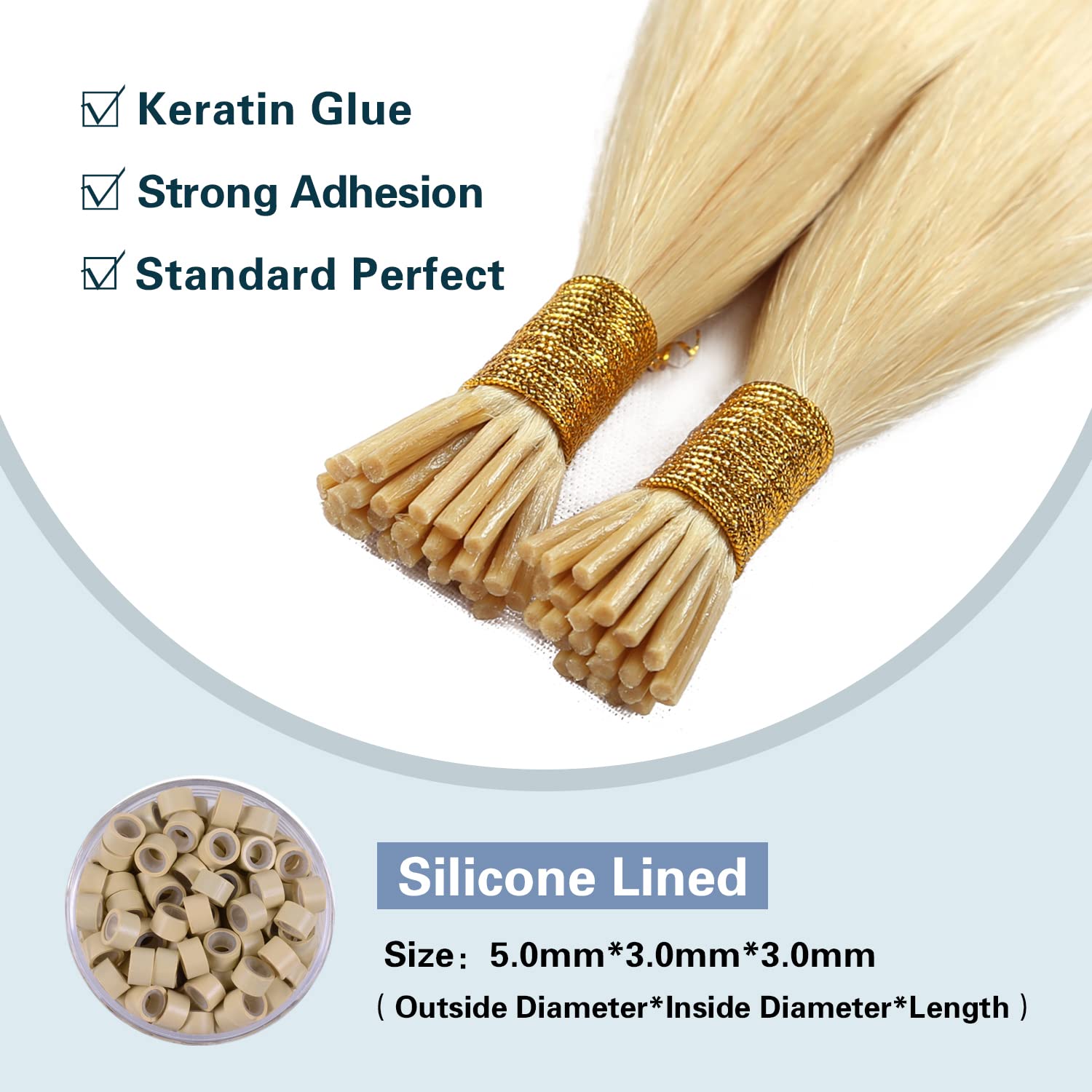 Sunya I Tip Hair Extensions Human Hair Bleach Blonde 40g/50Strands Itip Human Hair Extensions 16 inch #613