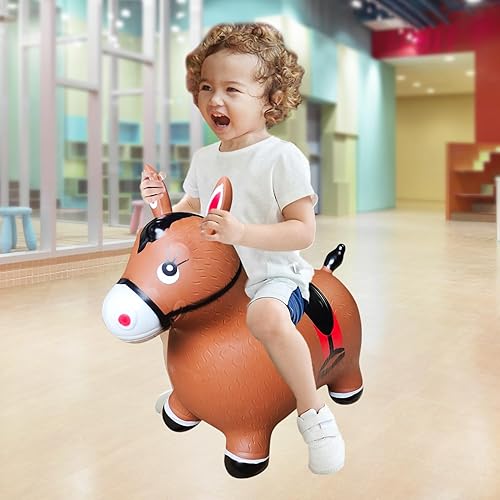 Miniatura 8 de Juguete inflable de caballo animoso, juguete de caballo de salto para niños, juguete de salto favorito de los niños. Perfecto para cumpleaños,