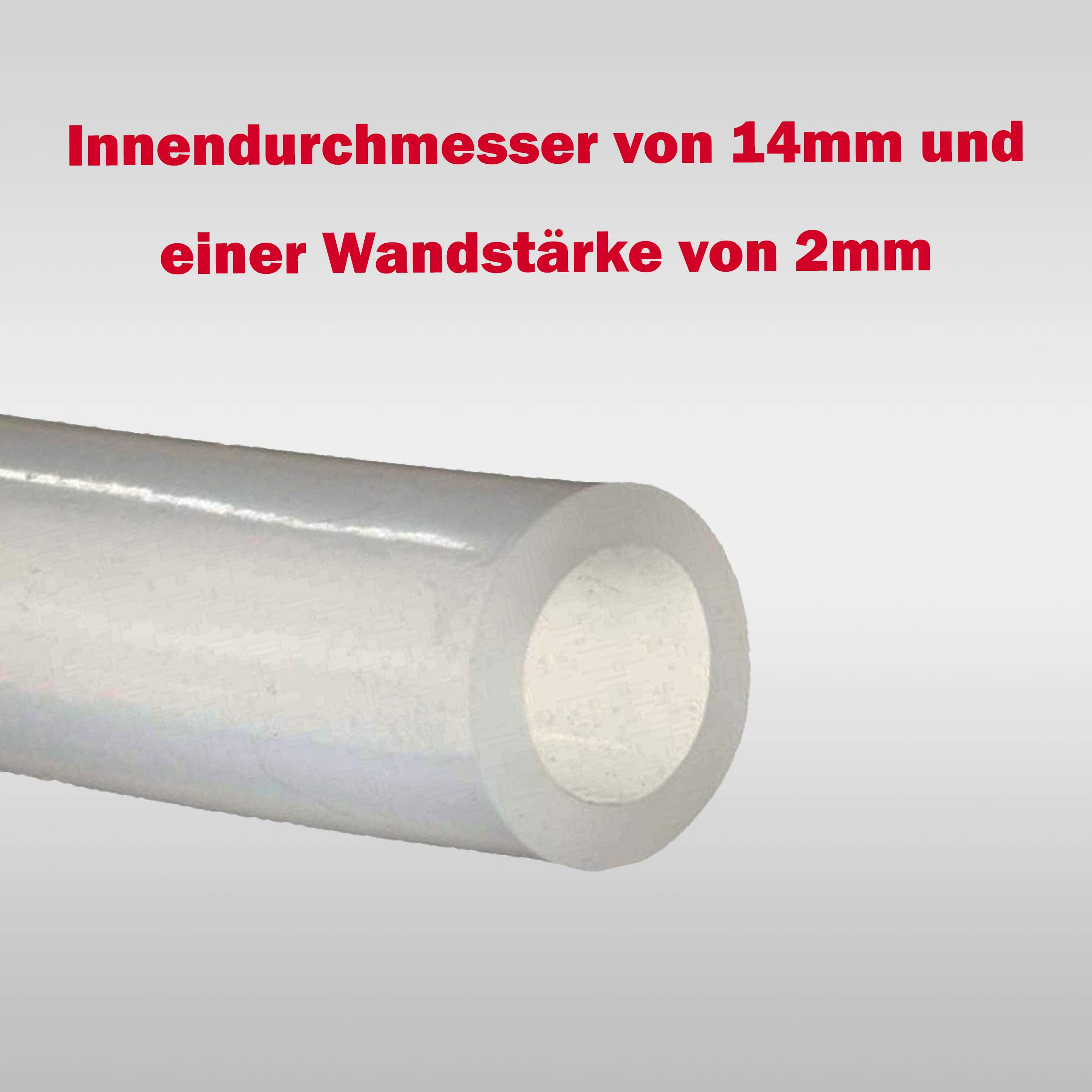 Vielzweckschlauch transparent FDA - 14x2mm | bis 0,25bar | Universalschlauch transparent | Lebensmittelqualität| hochtemperaturbeständig