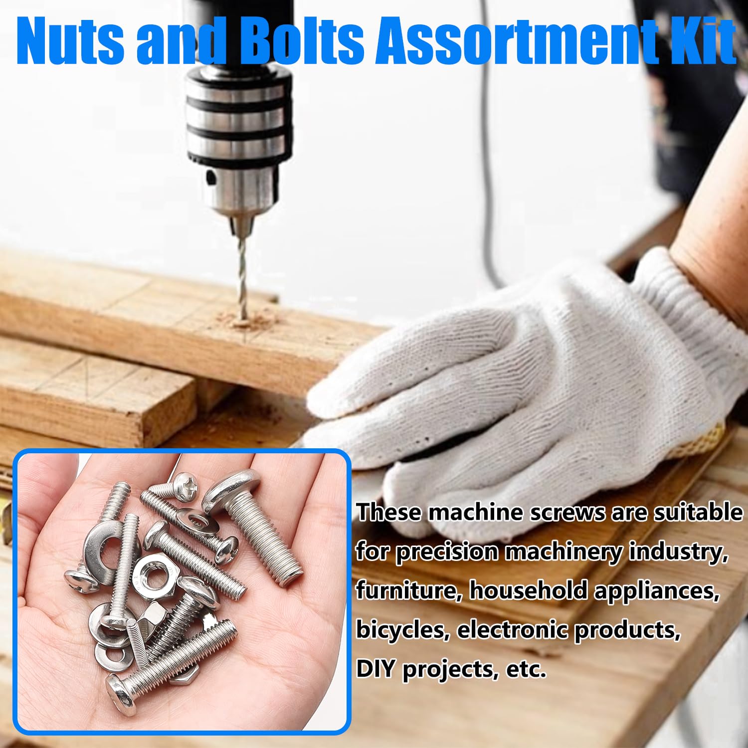 1287Pcs Nuts and Bolts Assortment Kit, 304 Stainless Steel Bolts Machine Screws Hardware Assortment Kit, Metric & SAE Phillips Pan Head Screws, Assorted Bolts, Nuts and Washers Kit — Amazon image 6