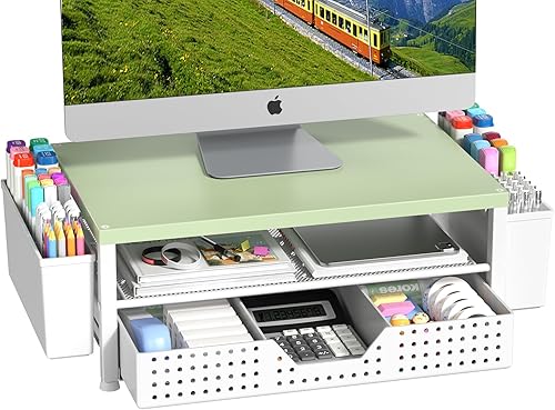 Soporte elevador para monitor, soporte para computadora portátil para escritorio, organizador de escritorio de oficina y accesorios, soporte de